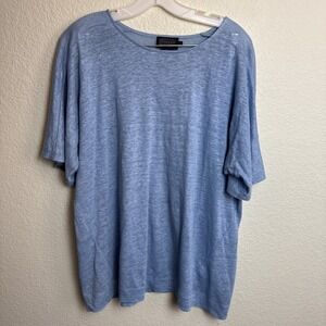 Pendleton Women's Short Sleeve Size L Blue 100% Linen T-Shirt Tunic‎